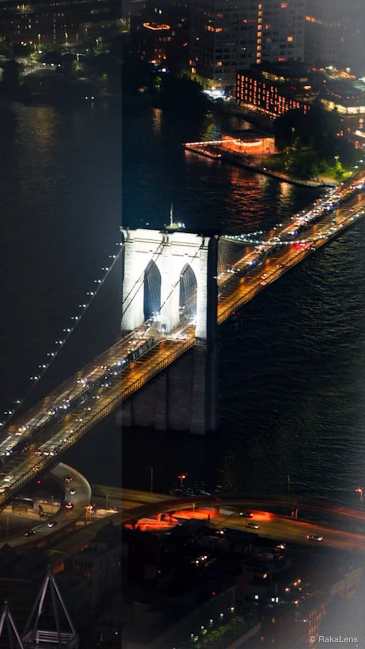 Glowing Brooklyn Bridge in the night ❤